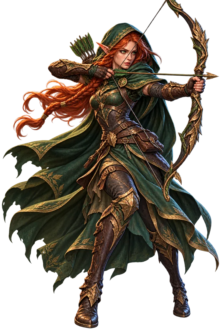 Aelin Flecha-Sombria, the Archer, drawing her bow